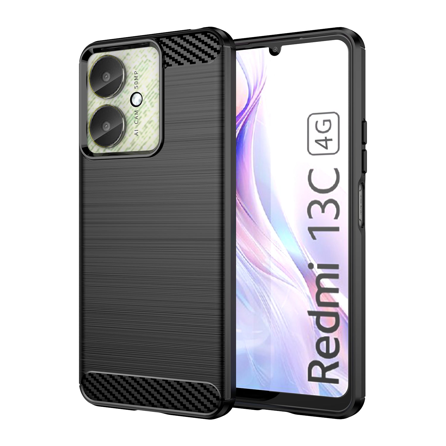 Carbon Fiber Design Case For Redmi 13C Shockproof Cover