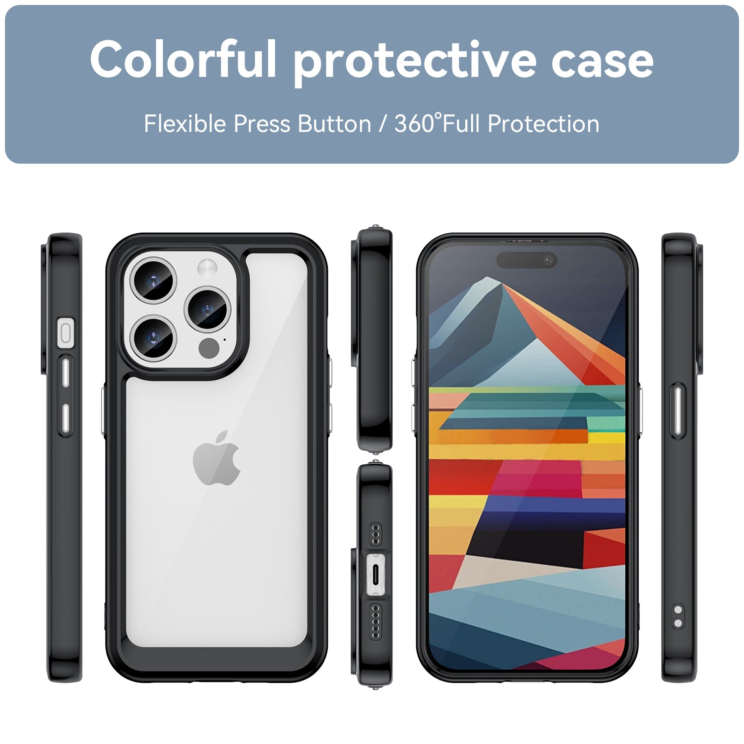 iPhone 15 Pro Shockproof Candy Clear Cover