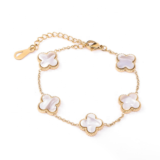 Diva Elegant Crystal Clover Flower Jewelry Gold Bracelets for Women