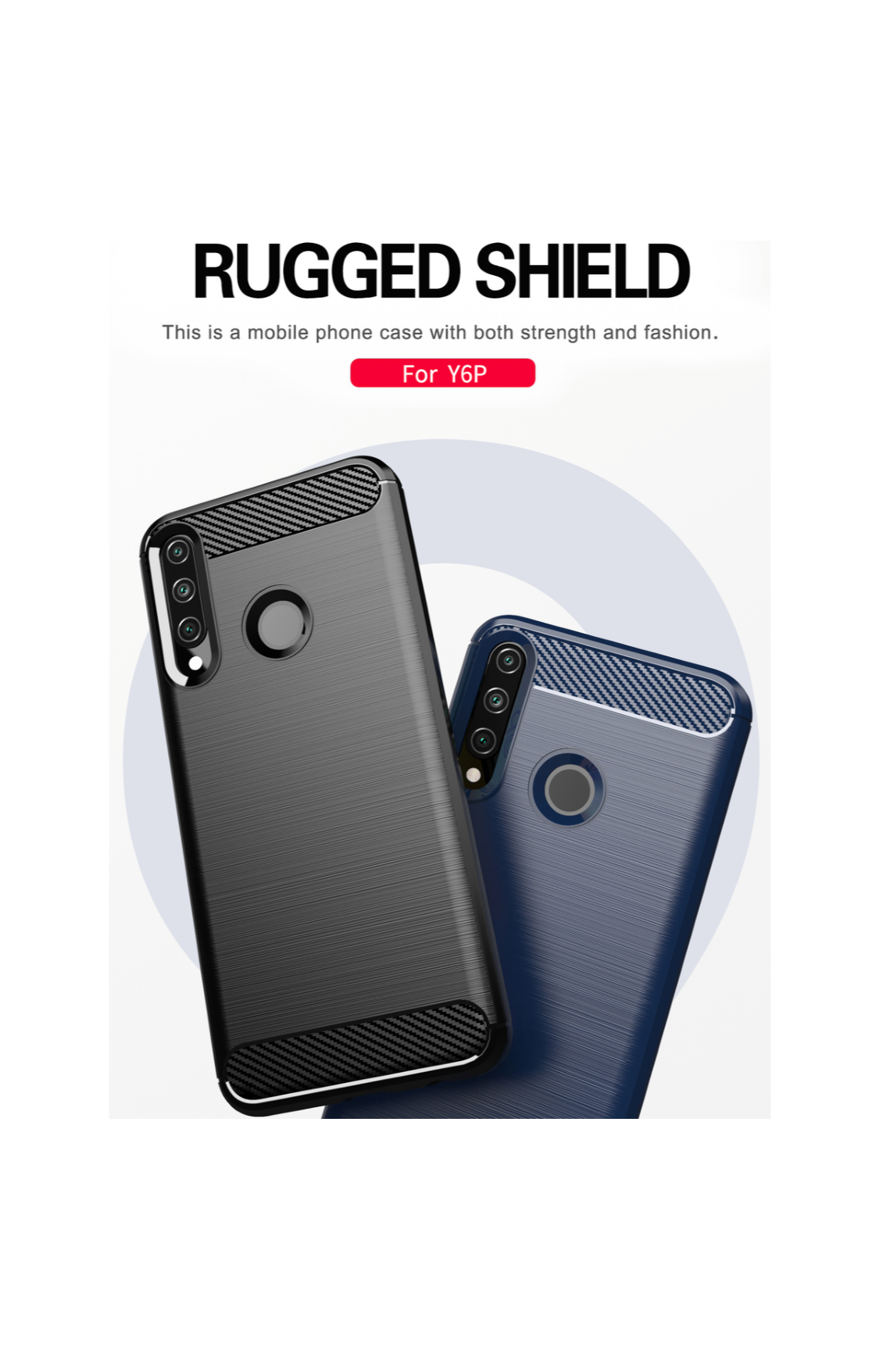 Huawei Y6P Shockproof Carbon Fiber Design Cover - Grey