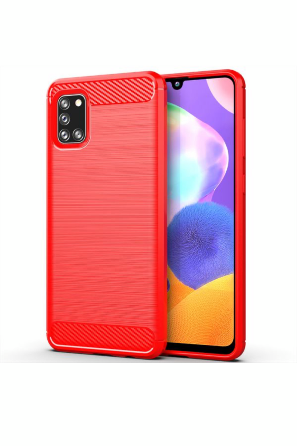 CellTime Galaxy A31 Shockproof Carbon Fiber Design Cover - Red