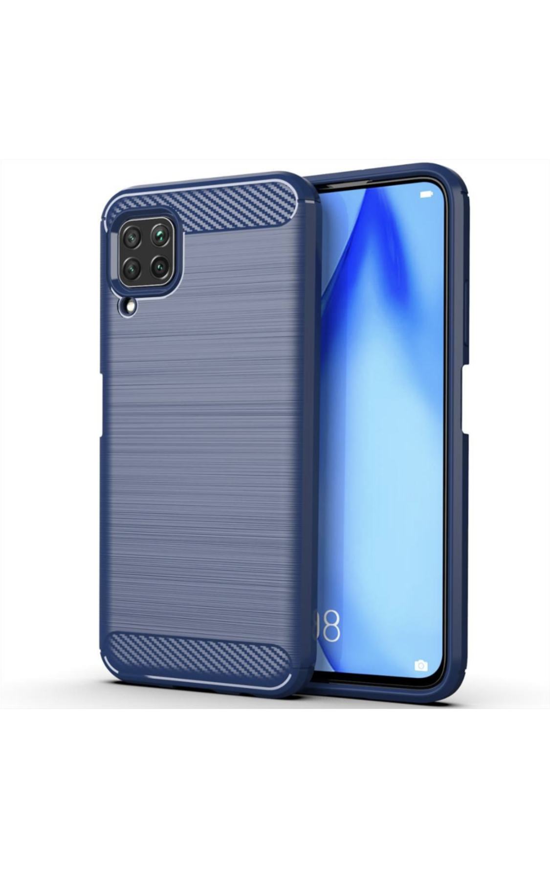 Huawei P40 Lite Shockproof Carbon Fiber Design Cover - Blue