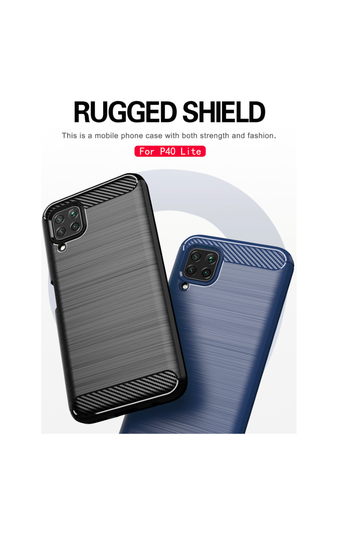 Huawei P40 Lite Shockproof Carbon Fiber Design Cover - Black