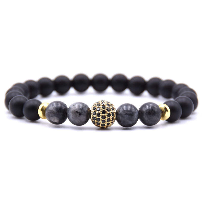Argent Craft Natural Black Matte Agate With 4 Lolite Stone & Lucky Gold Ball