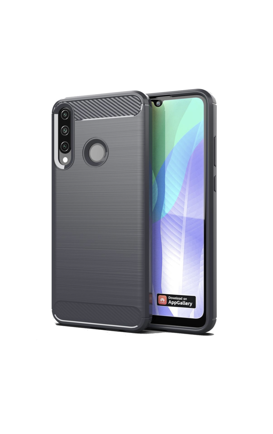 Huawei Y6P Shockproof Carbon Fiber Design Cover - Grey