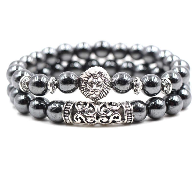 Argent Craft Hematite With Royal Lion and Ancient Scroll Bracelet