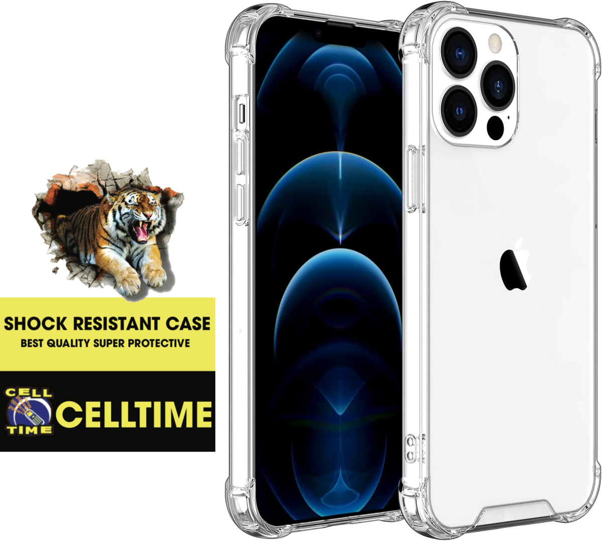 CellTime iPhone 13 Pro Max Clear Shock Resistant Armor Cover