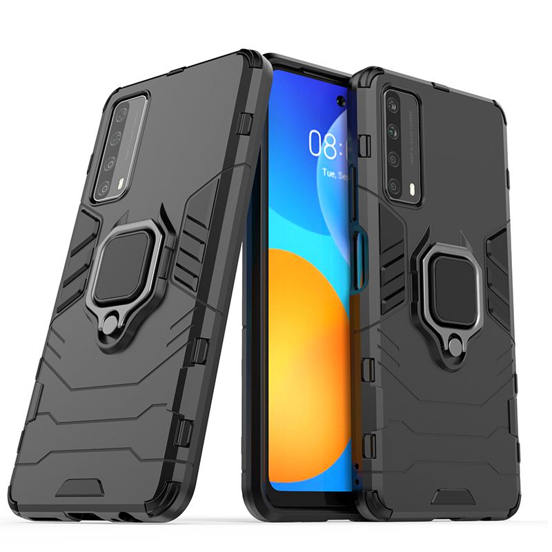 CellTime™ Huawei P Smart 2021 Shockproof Black Panther Magnetic Ring Stand Cover