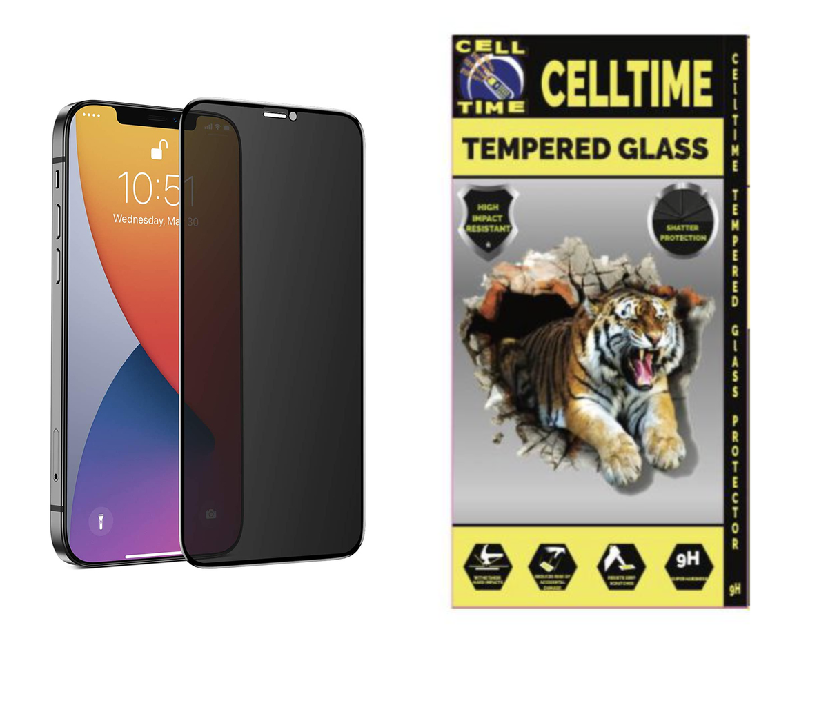 CellTime Tempered Glass Privacy Screen Guard for iPhone 13 Mini