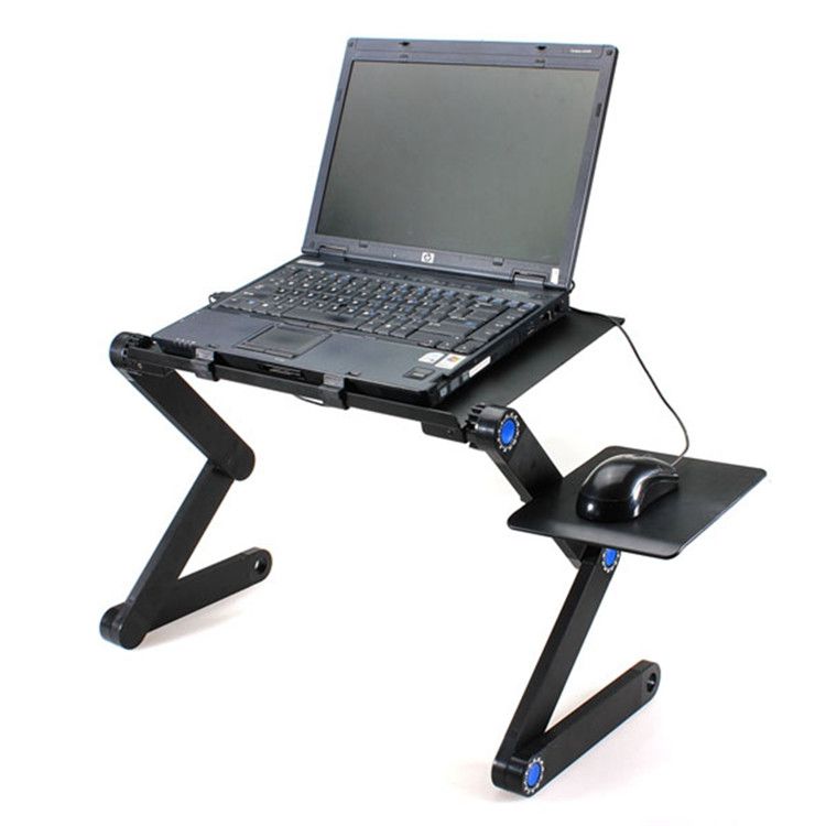 Portable Adjustable Aluminium Laptop Stand with Vented Fans & Mouse Pad