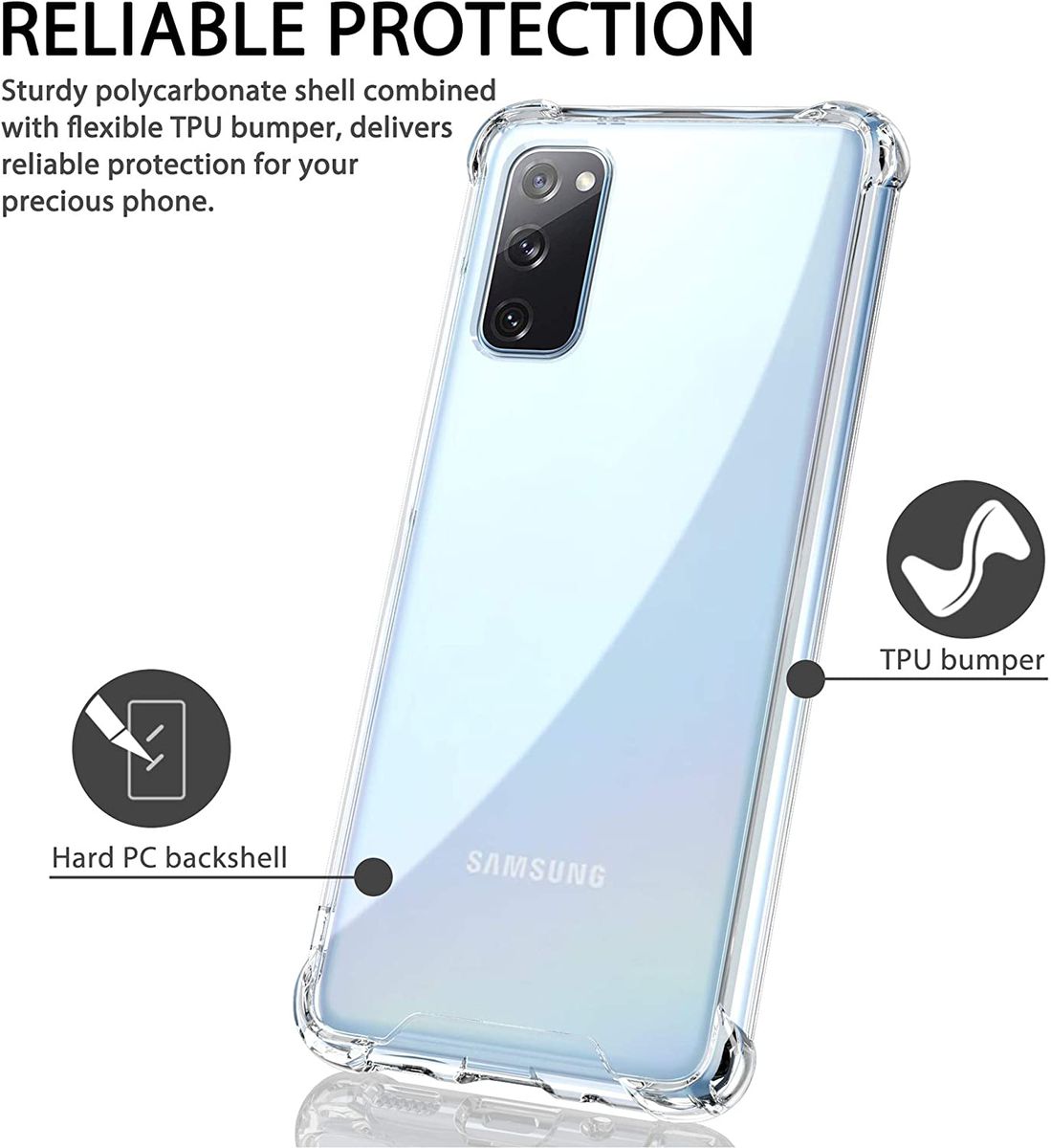 CellTime™ Galaxy S20 FE (Fan Edition) Clear Shock Resistant Armor Cover