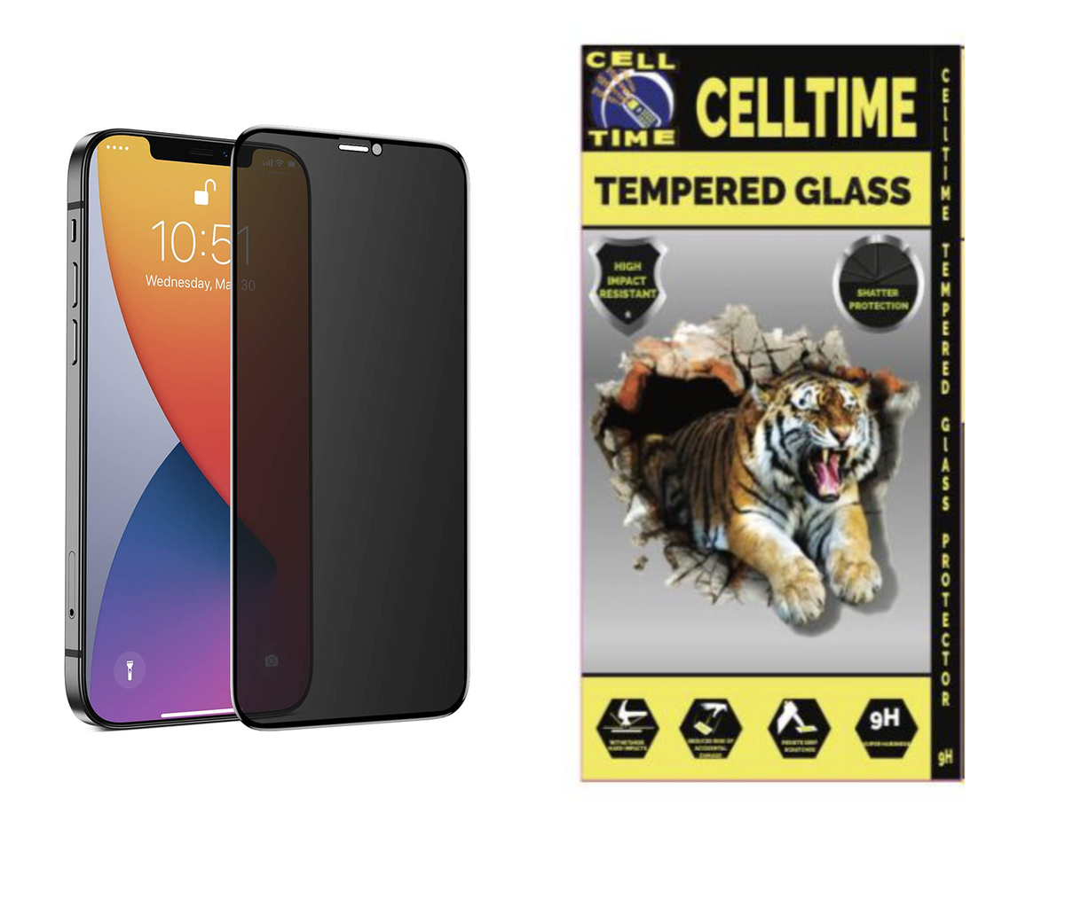 CellTime Tempered Glass Privacy Screen Guard for iPhone 13 / 13 Pro