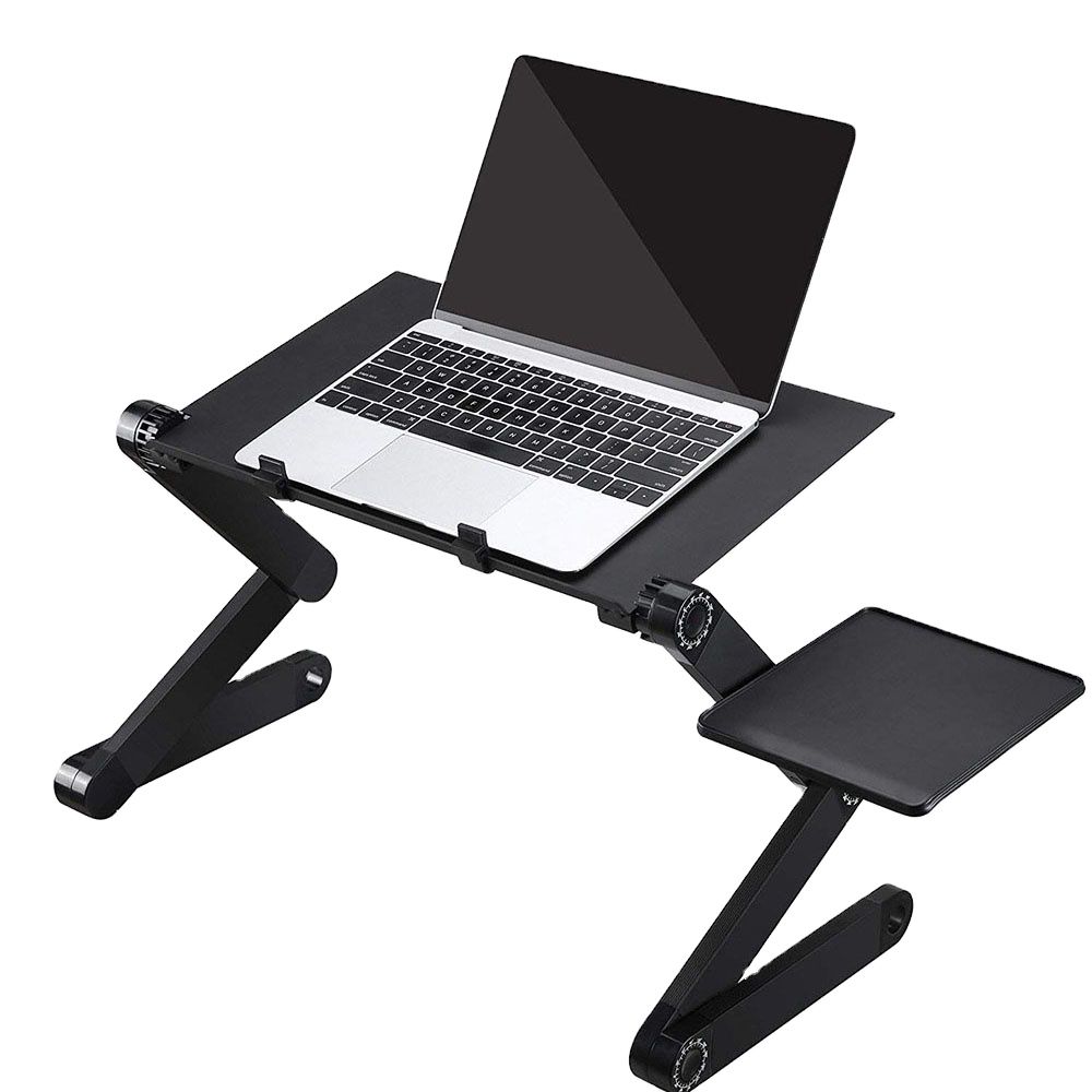 Portable Adjustable Aluminium Laptop Stand with Vented Fans & Mouse Pad