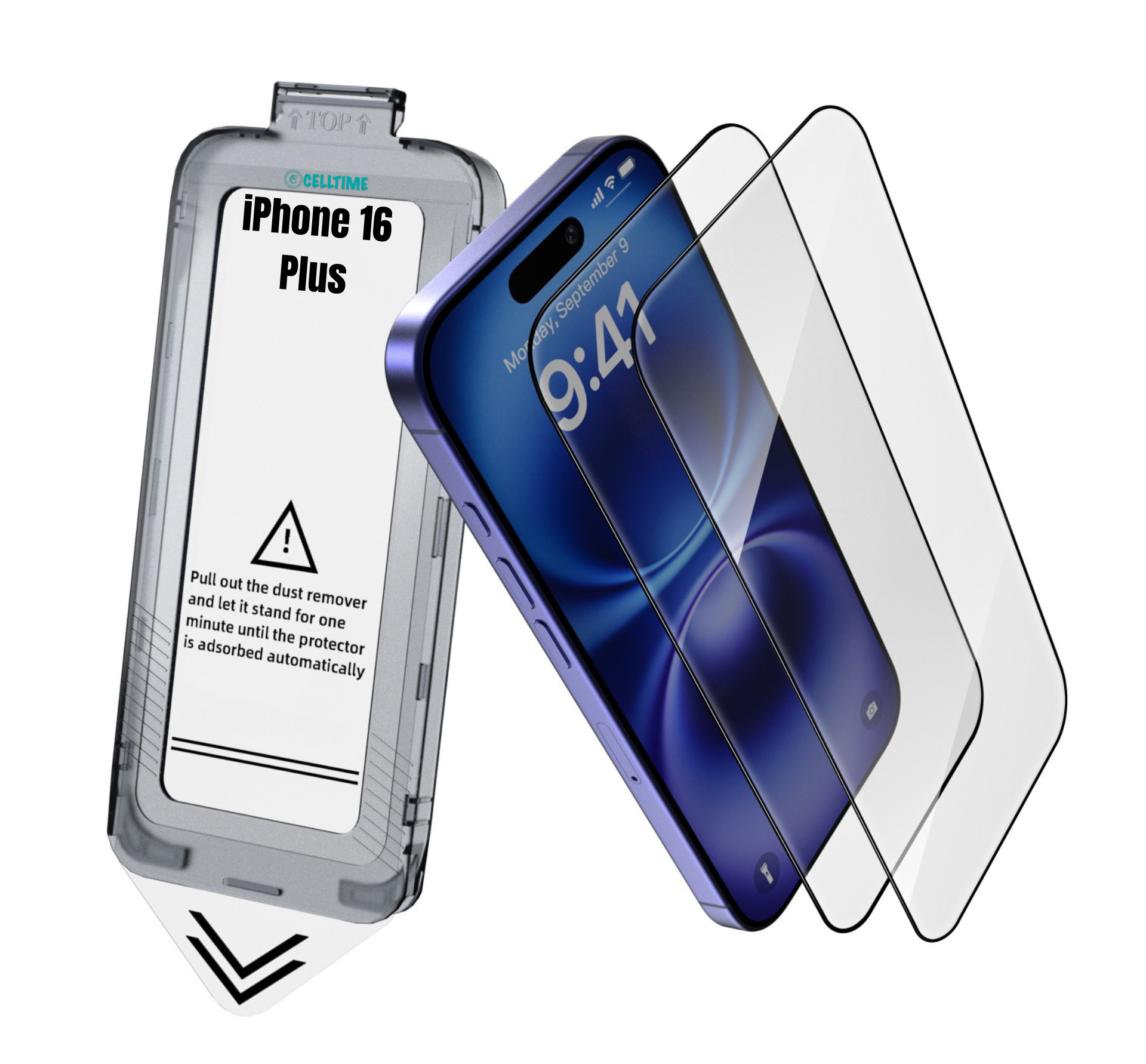 CellTime EasyFit Screen Protector for iPhone 16 Plus - 2 Pack