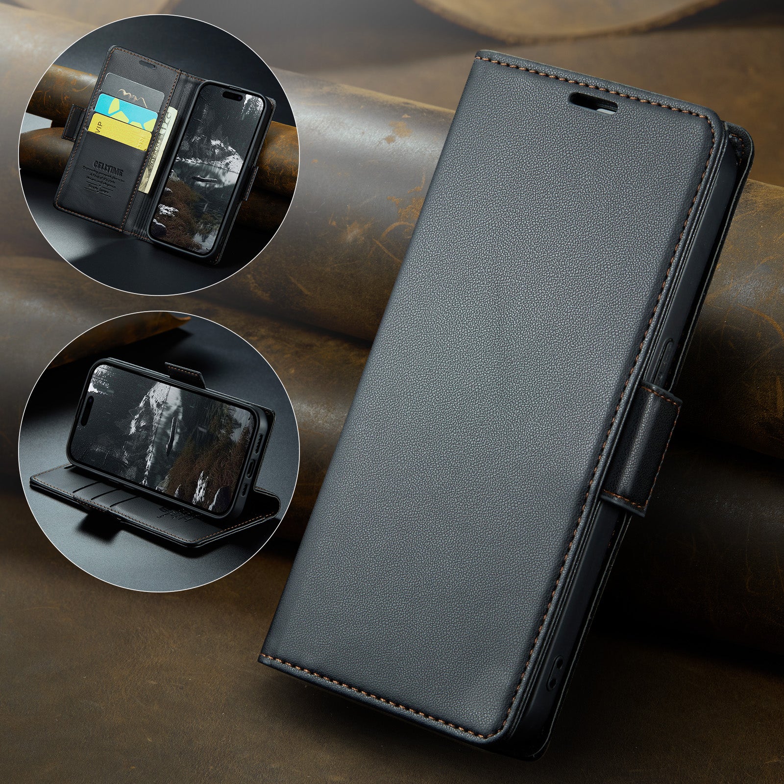 Retro Case for iPhone 17e Flip Leather Wallet Cover