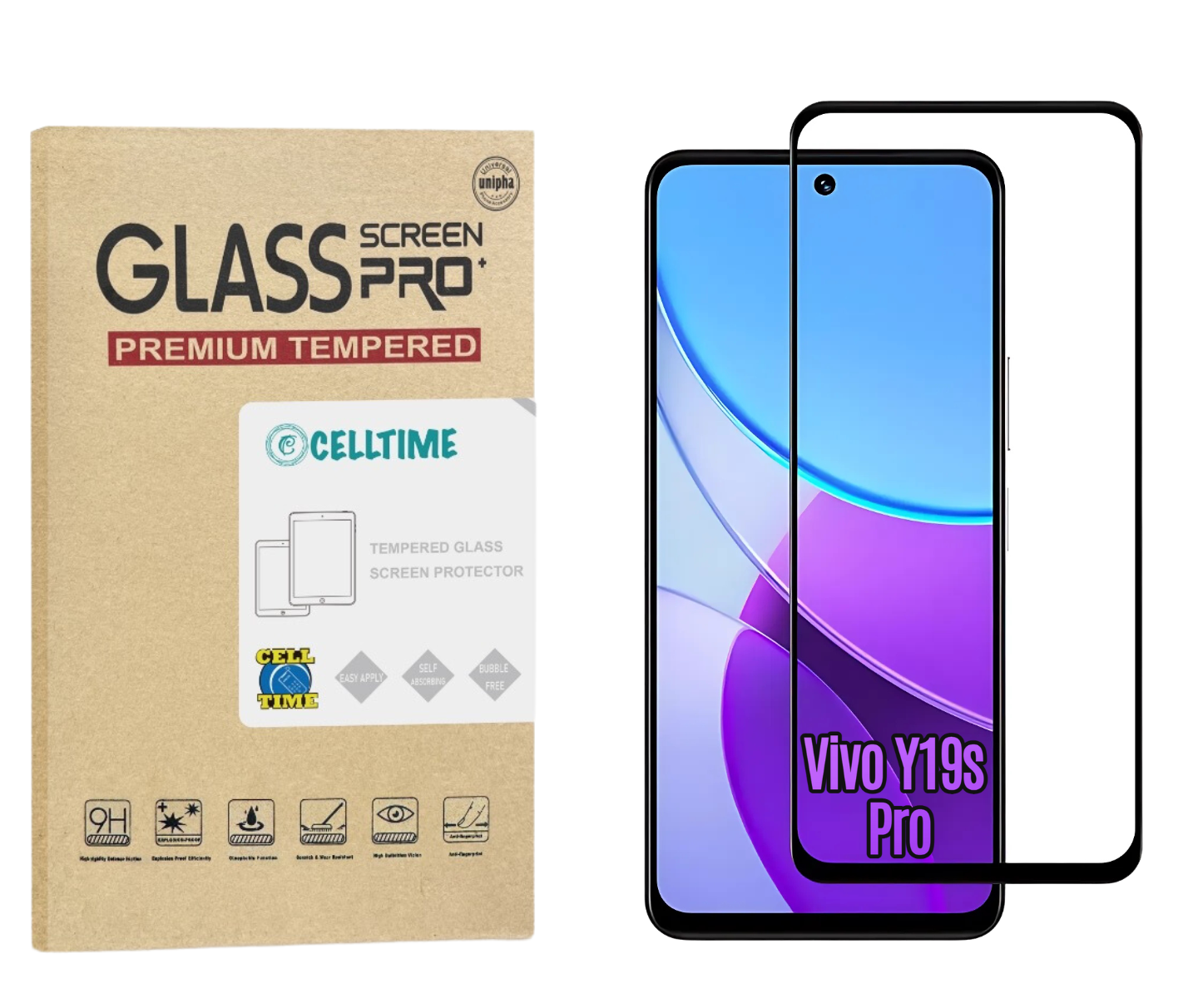 CellTime Tempered Glass Screen Protector Compatible With Vivo Y19s Pro