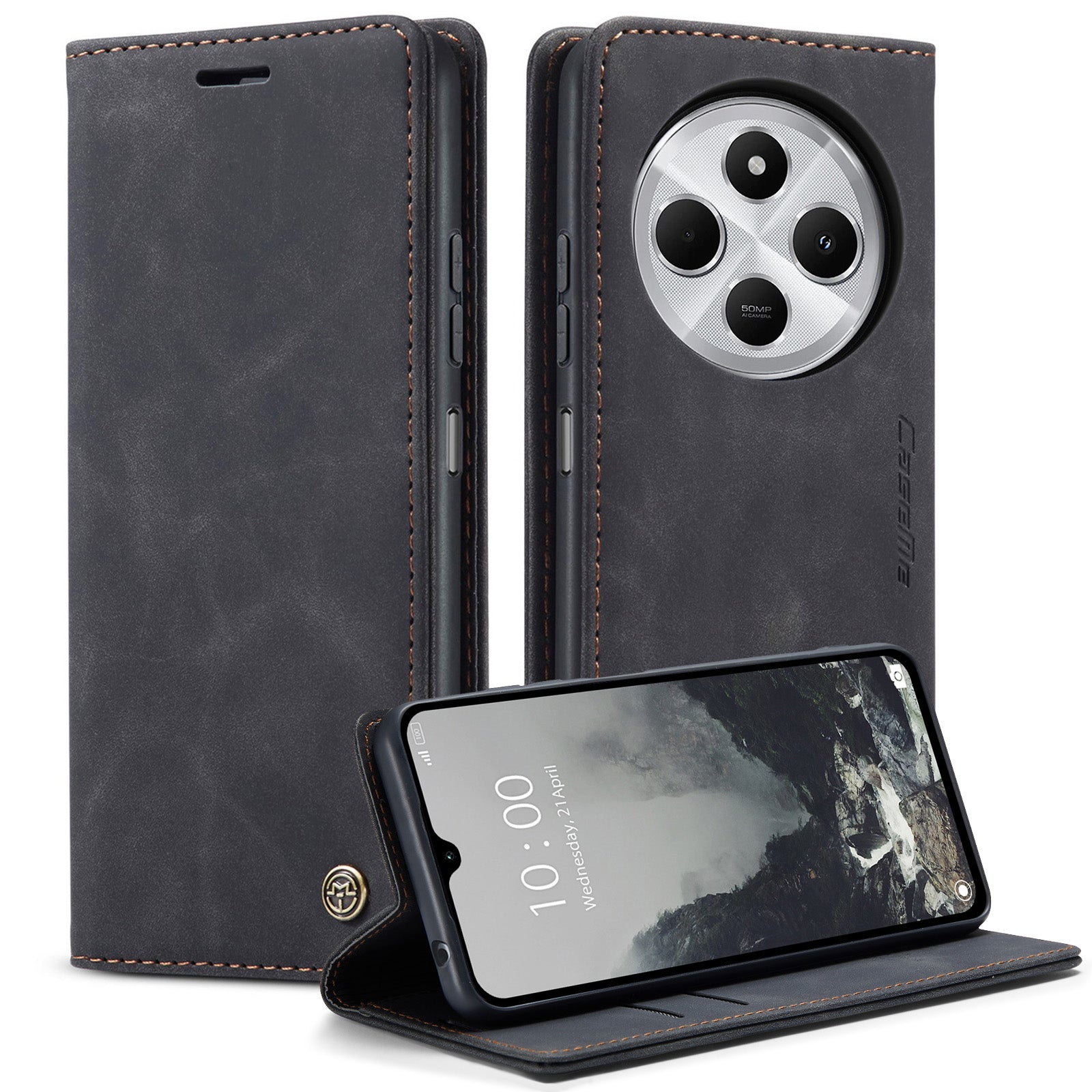 Retro Flip Leather Wallet Cover for Redmi 14C