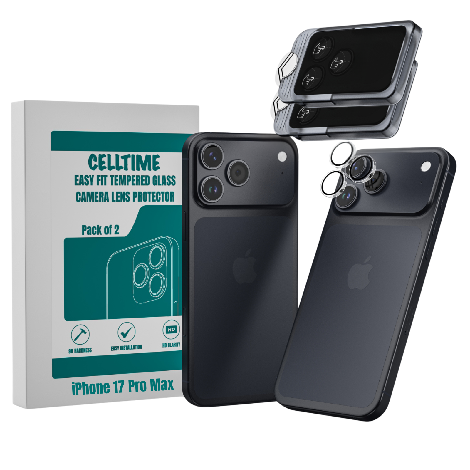 CellTime EasyFit Camera Lens Protector for iPhone 17 Pro Max - 2 Pack