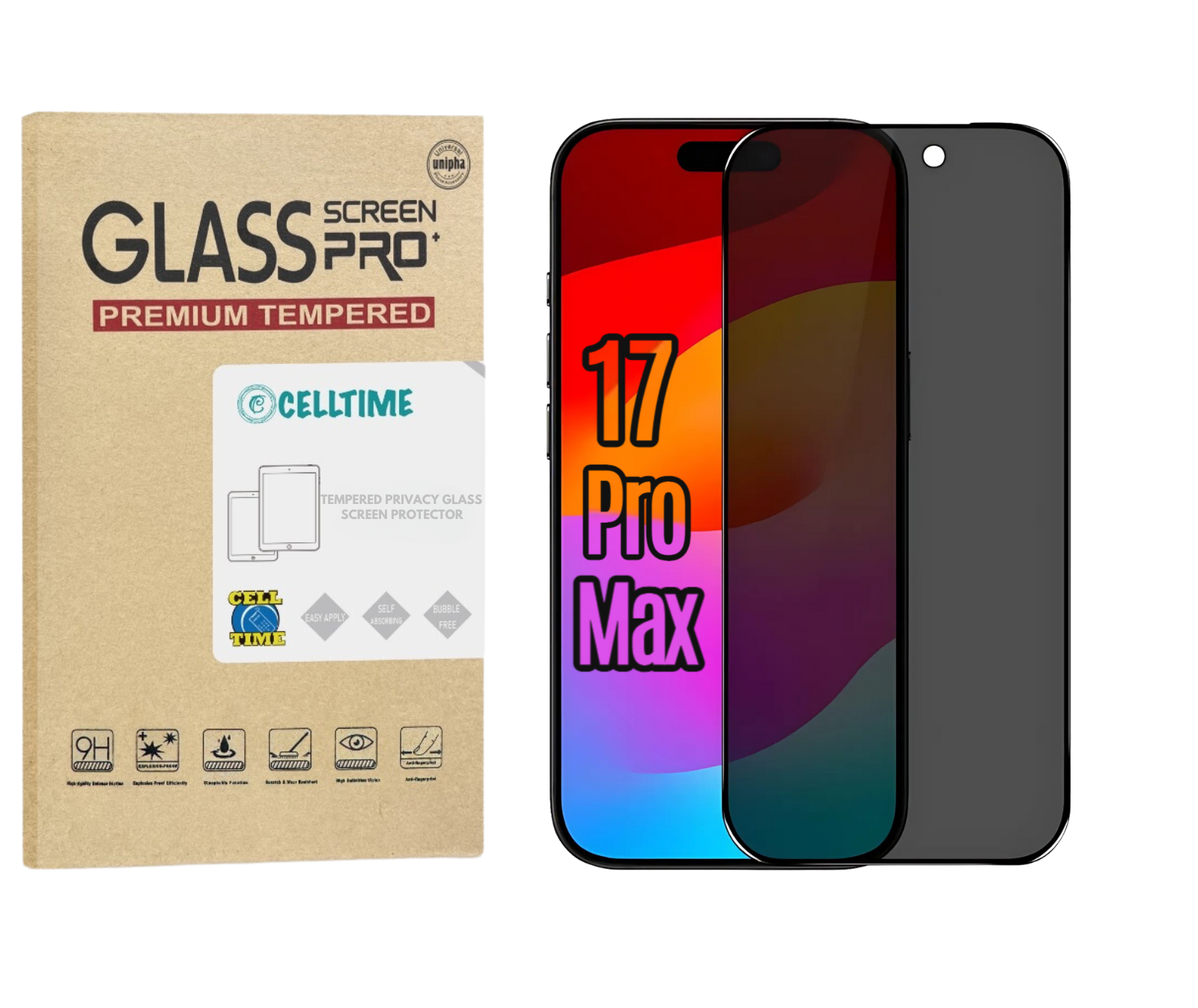 CellTime Privacy Glass Screen Protector for iPhone 17 Pro Max