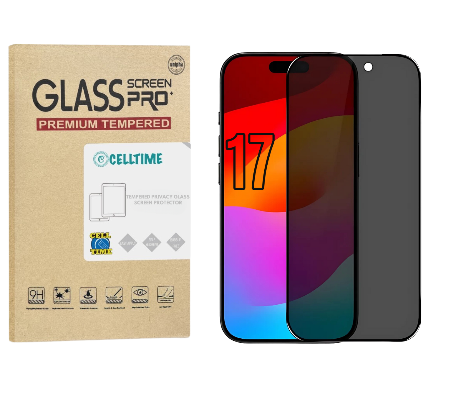 CellTime Privacy Tempered Glass Screen Protector for iPhone 17