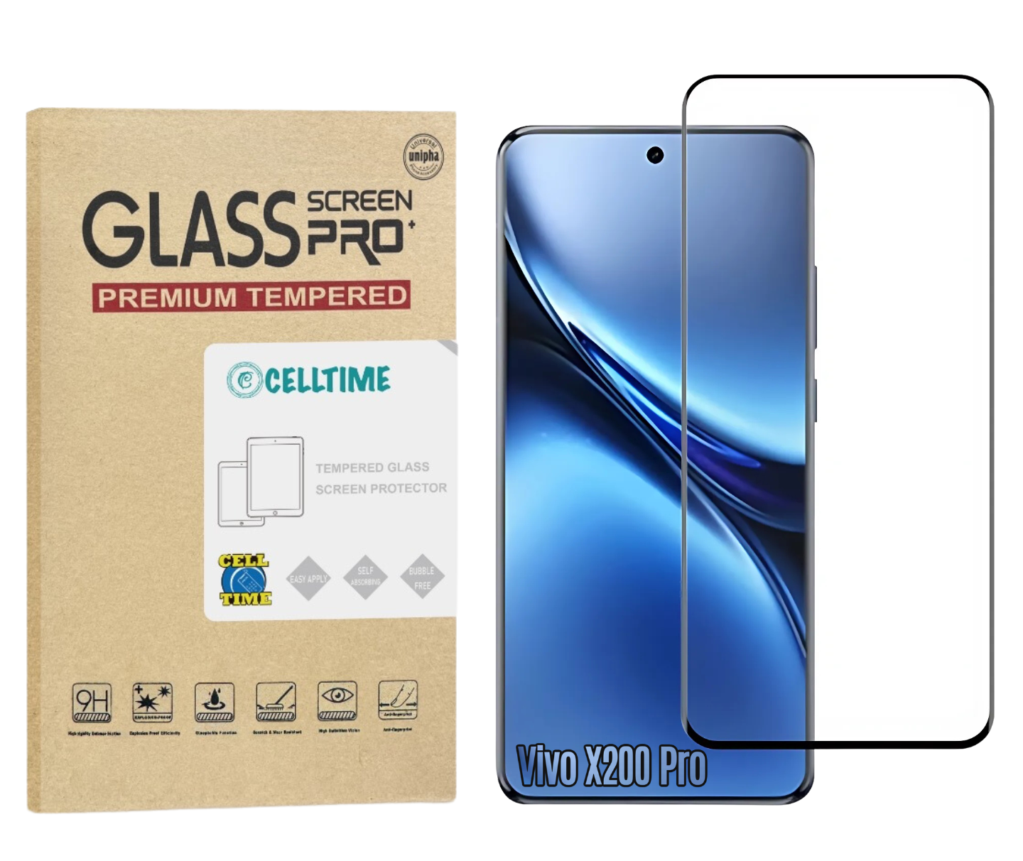 CellTime Tempered Glass Screen Protector for Vivo X200 Pro