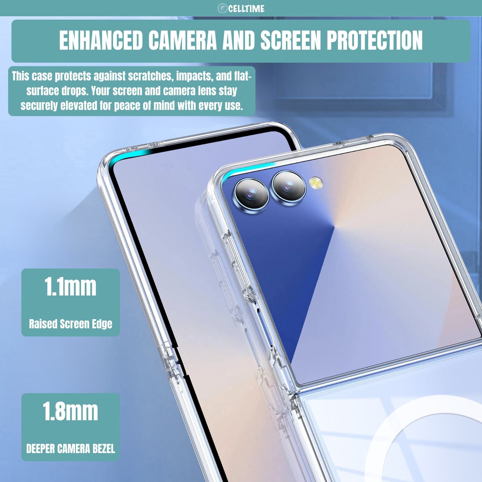 CellTime Case Compatible with Galaxy Z Flip 7 MagSafe Clear Cover