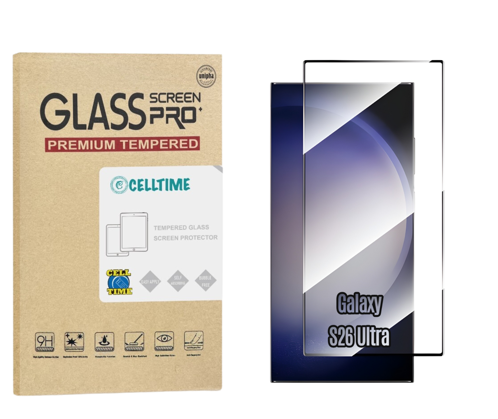 CellTime Tempered Glass Screen Protector for Galaxy S26 Ultra
