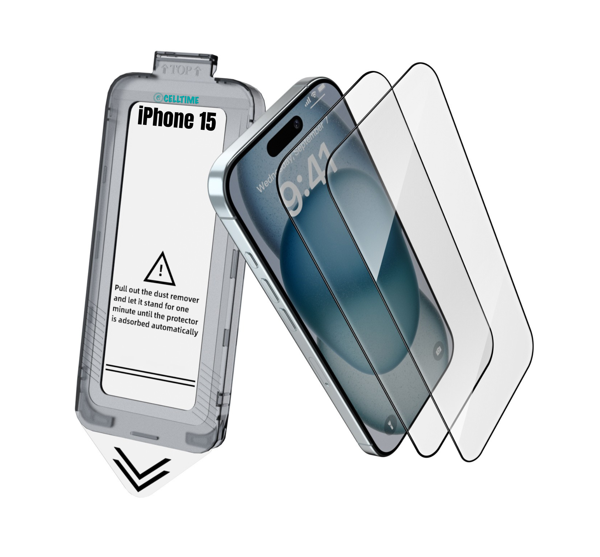 CellTime EasyFit Screen Protector for iPhone 15 - 2 Pack