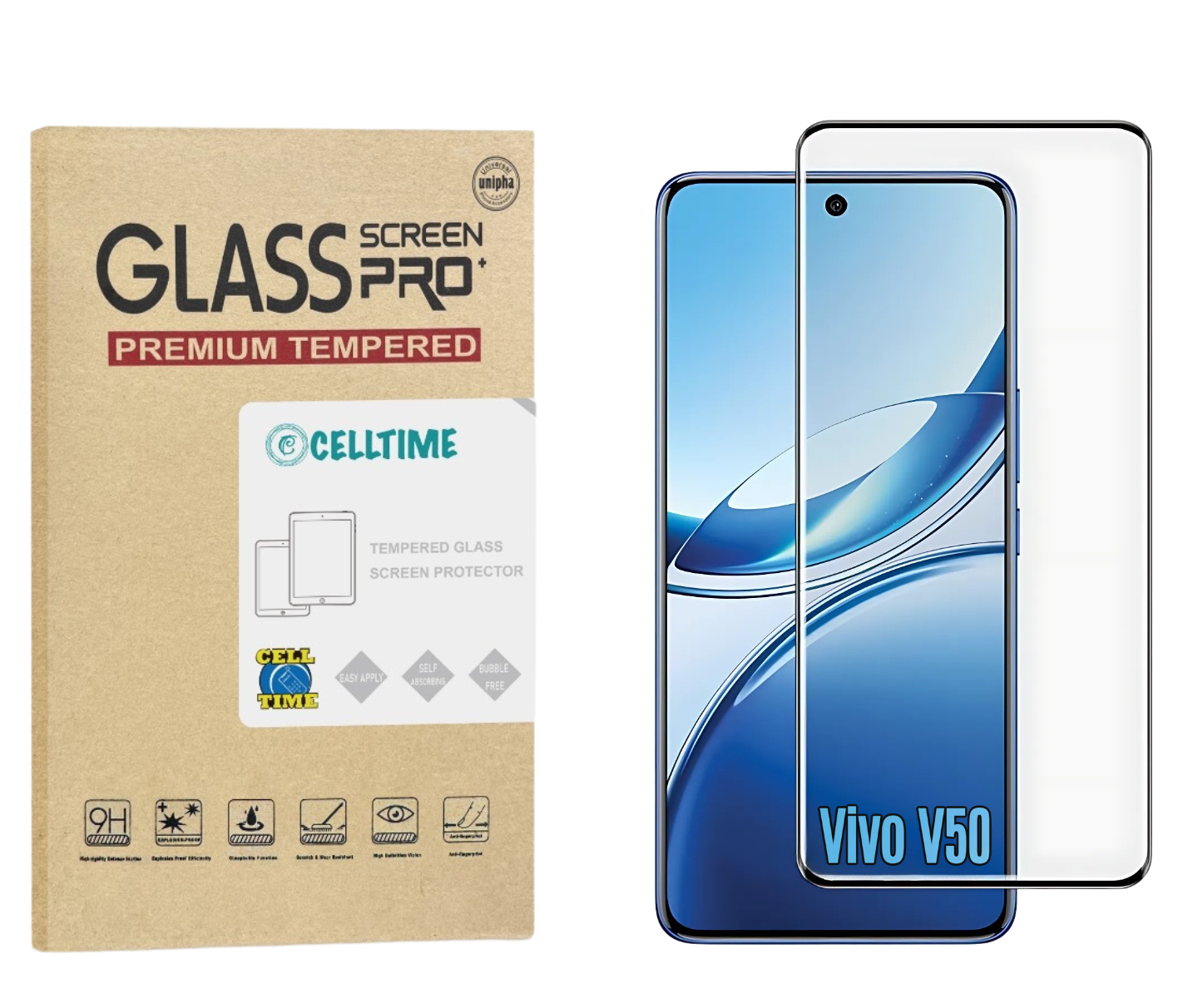 CellTime Tempered Glass Screen Protector for Vivo V50