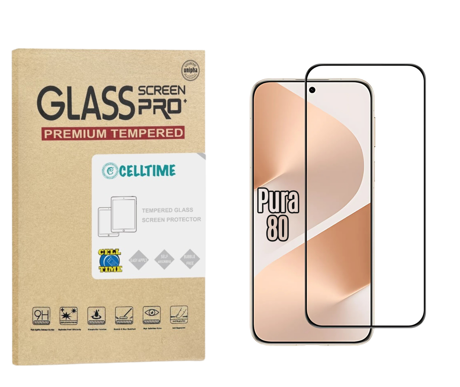 CellTime Tempered Glass Screen Protector for Huawei Pura 80 - 1 Pack