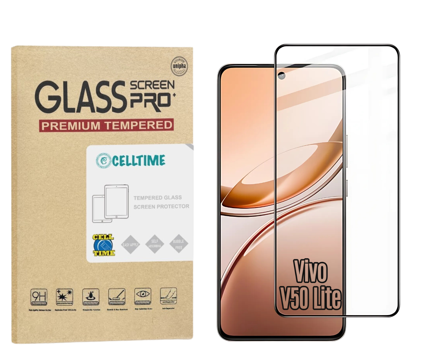 CellTime Tempered Glass Screen Protector for Vivo V50 Lite