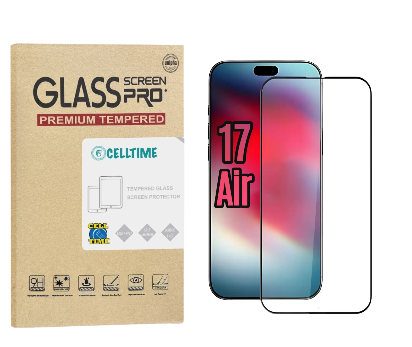 CellTime Tempered Glass Screen Protector for iPhone 17 Air