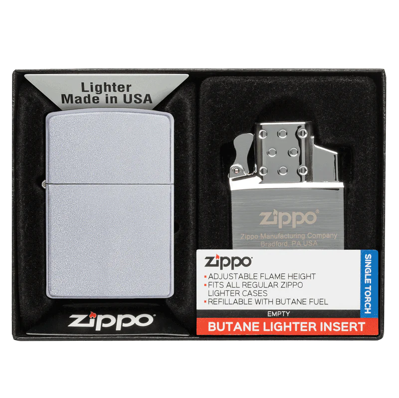 Zippo 205 Reg Satin Chrome Butane Insert Pack