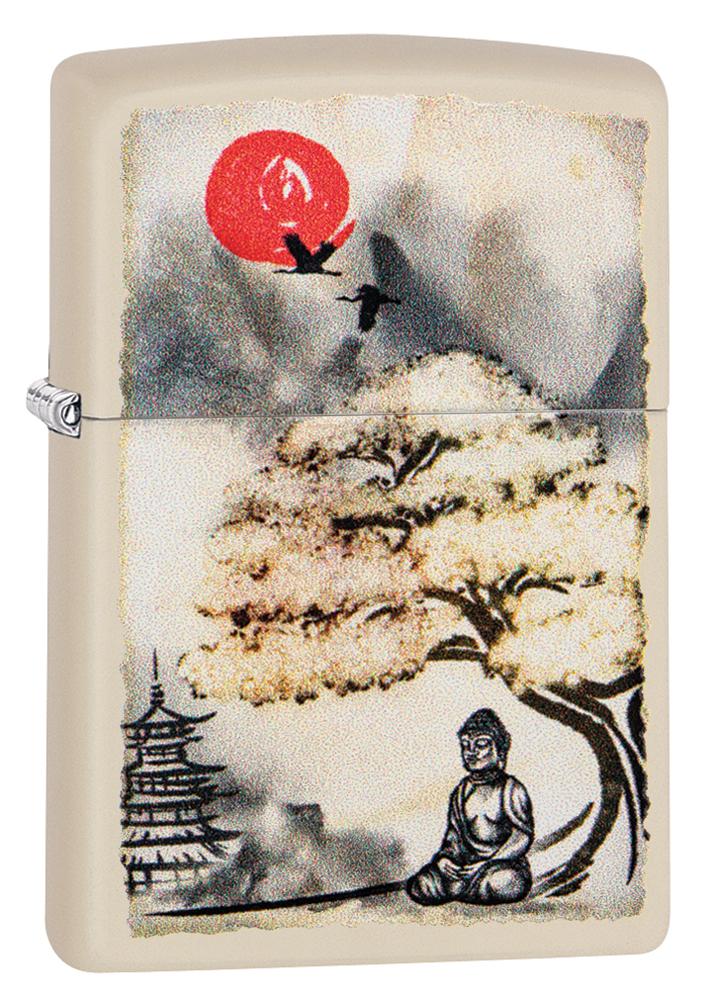 Zippo Lighter Pagoda Bonsai Buddha Design