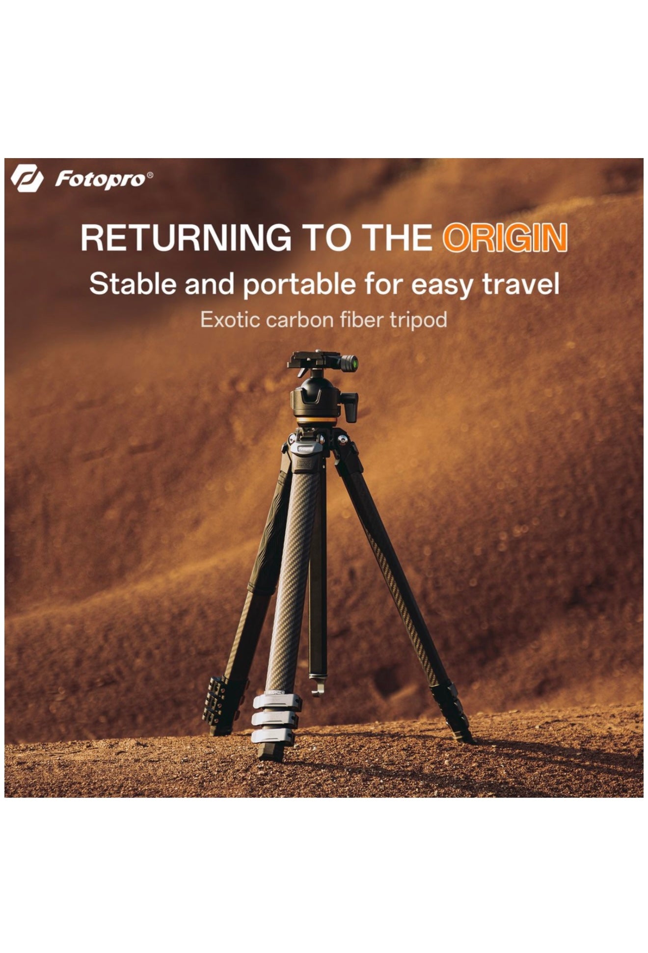 Fotopro Carbon Fiber Lightweight Camera Tripod Stand - Origin+O-7HS