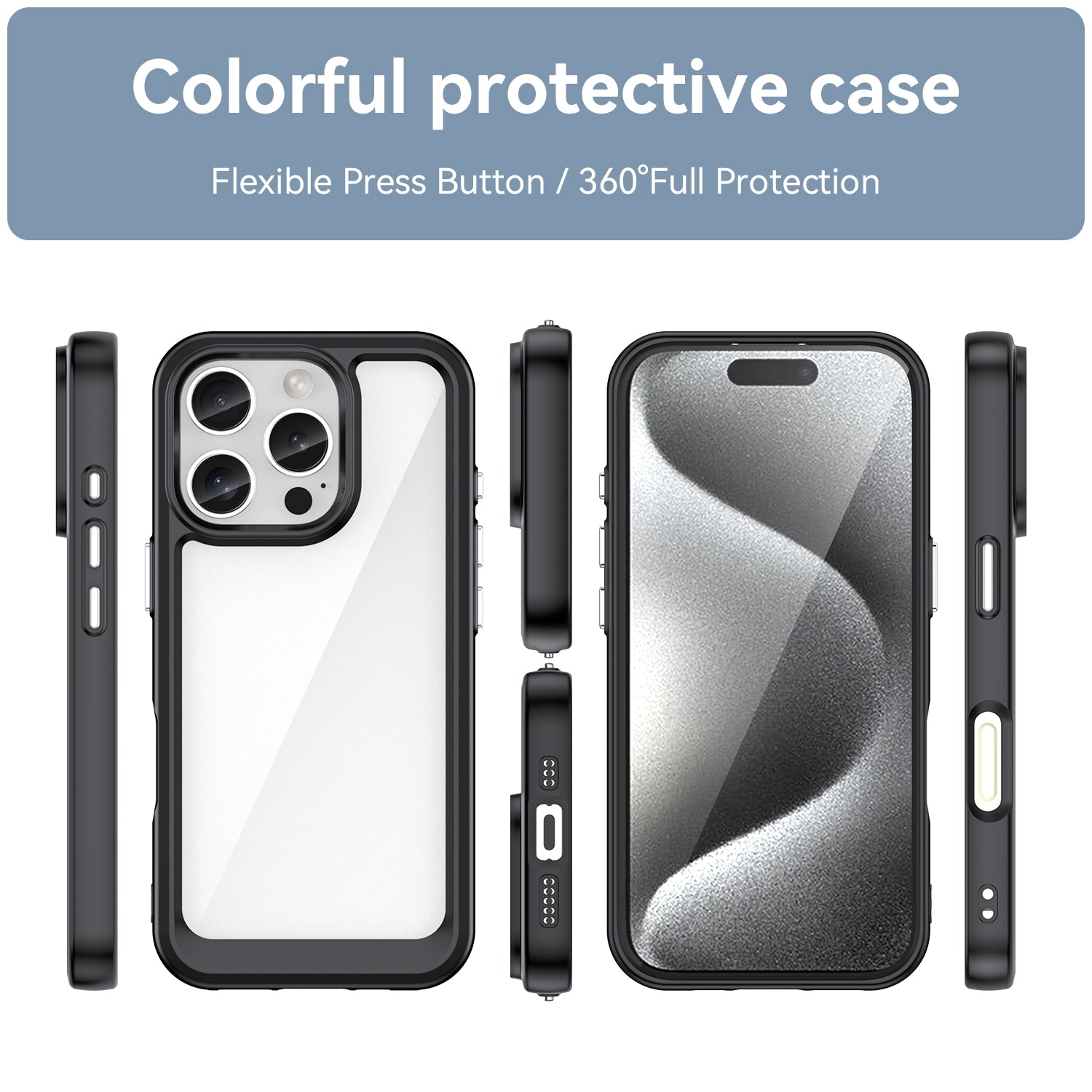 iPhone 16 Pro / 16 Pro Max Candy Clear Case Shockproof Cover