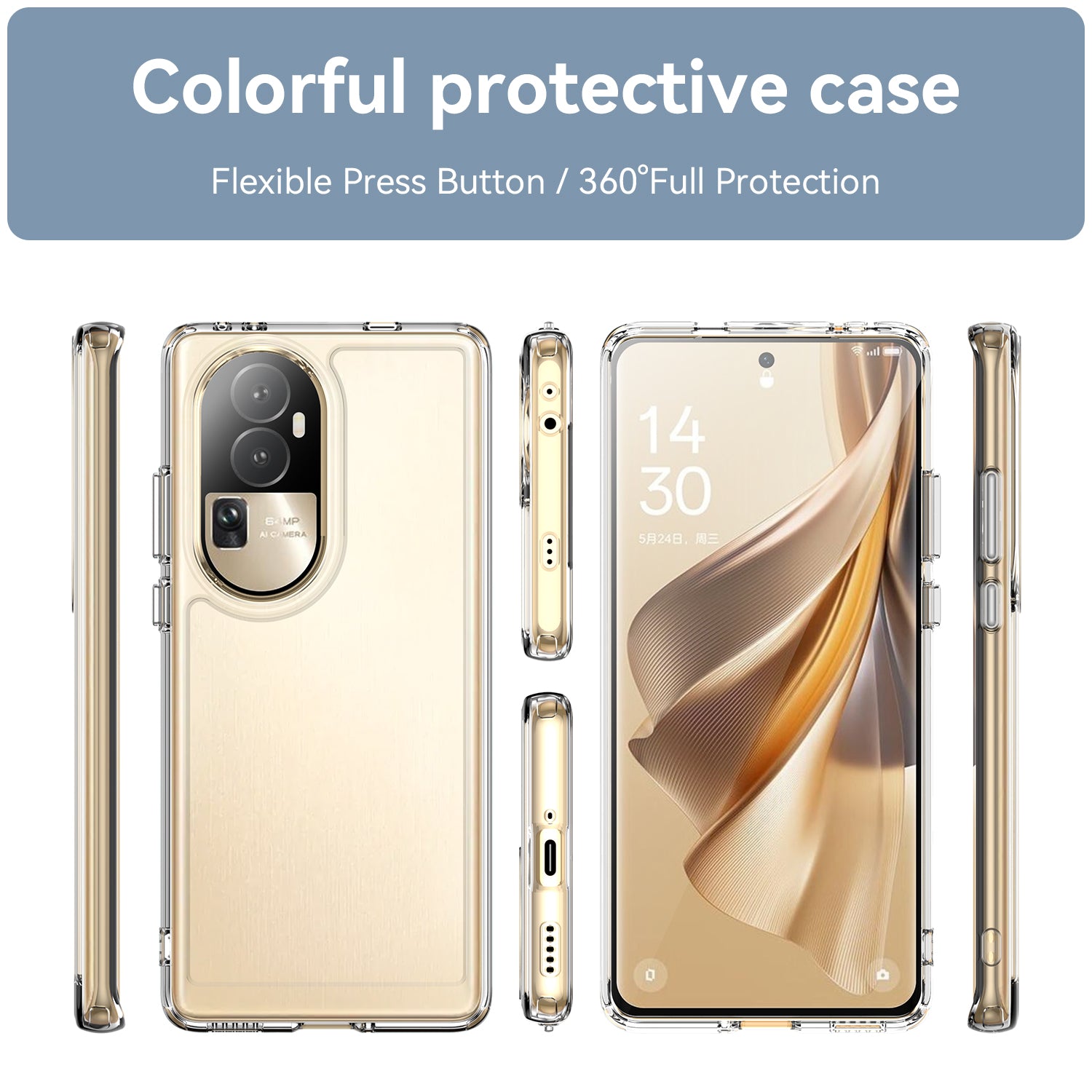 Oppo Reno10 Pro Plus Clear Cover - Shockproof Candy Series