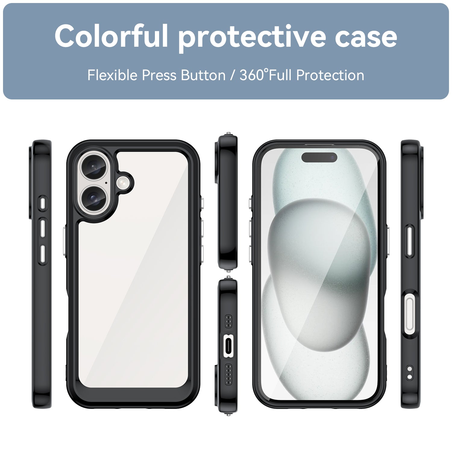 Candy Clear Case for iPhone 16 Shockproof Cover
