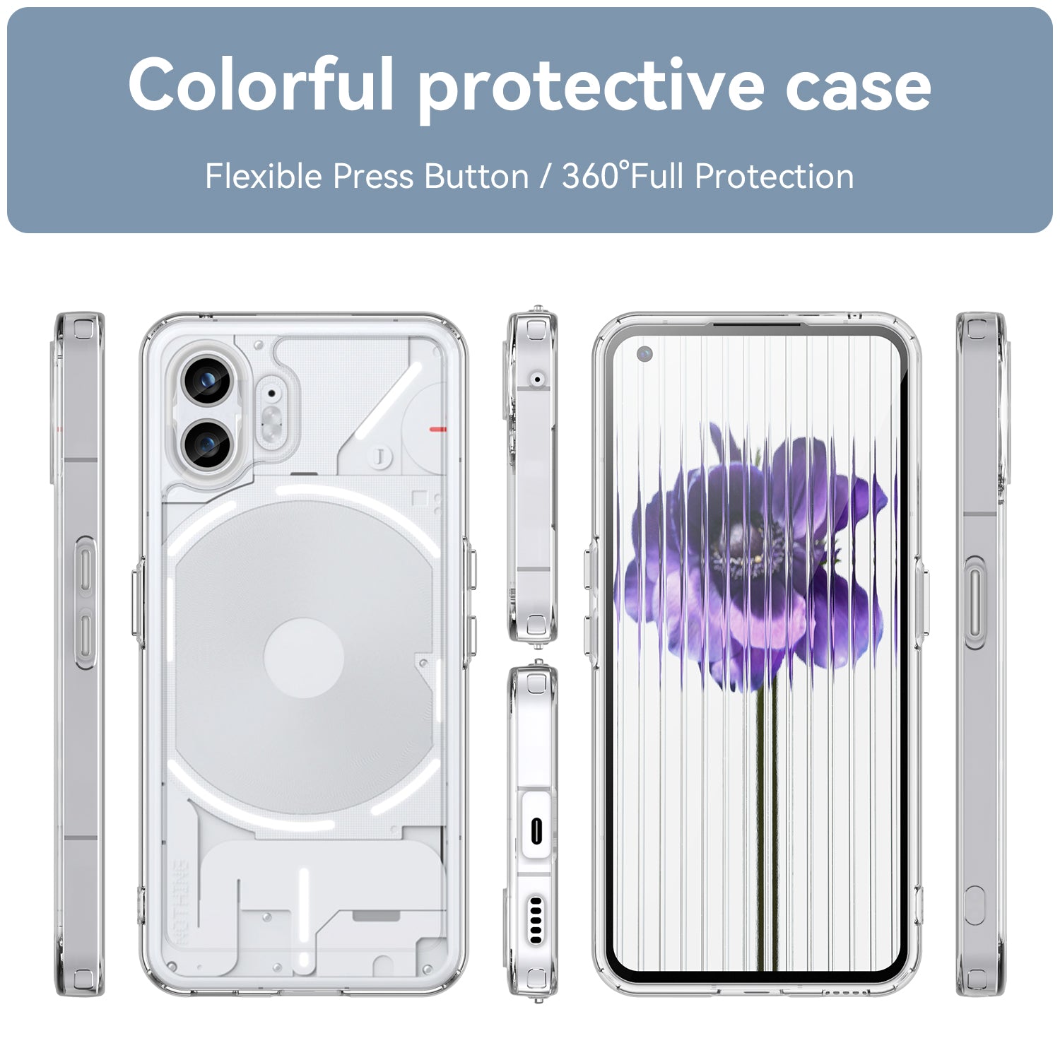Nothing Phone 2 Clear Cover - Shockproof Candy Series