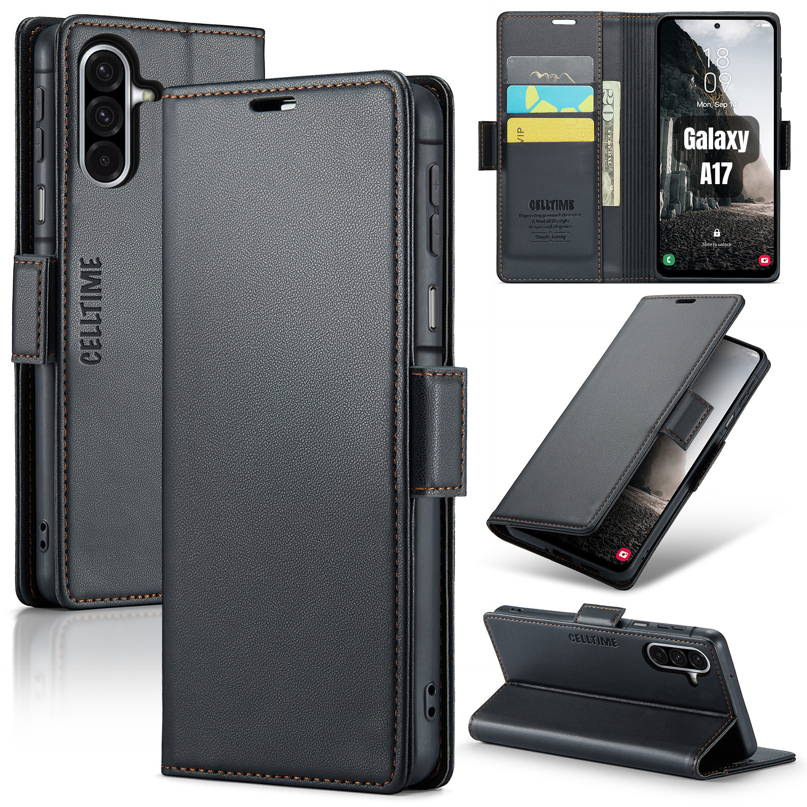 Retro Flip Case for Galaxy A17 Leather Wallet Cover
