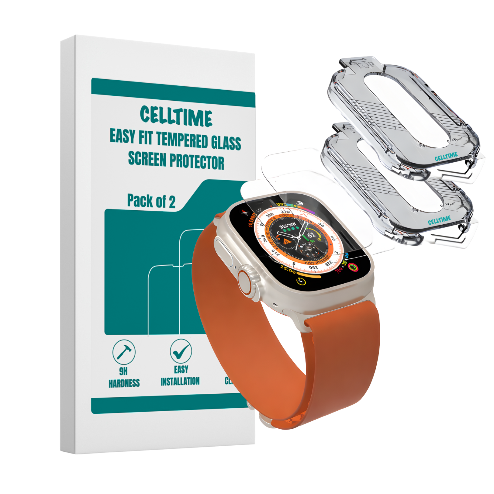 CellTime Easyfit Screen Protectorfor Apple Watch Ultra 3/2/1 (49mm)- 2 Pack
