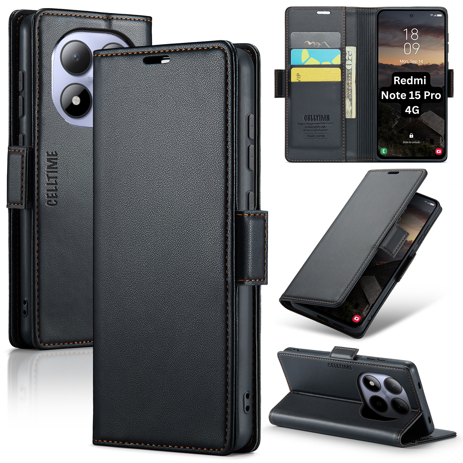 Retro Flip Case for Redmi Note 15 Pro 4G Leather Wallet Cover