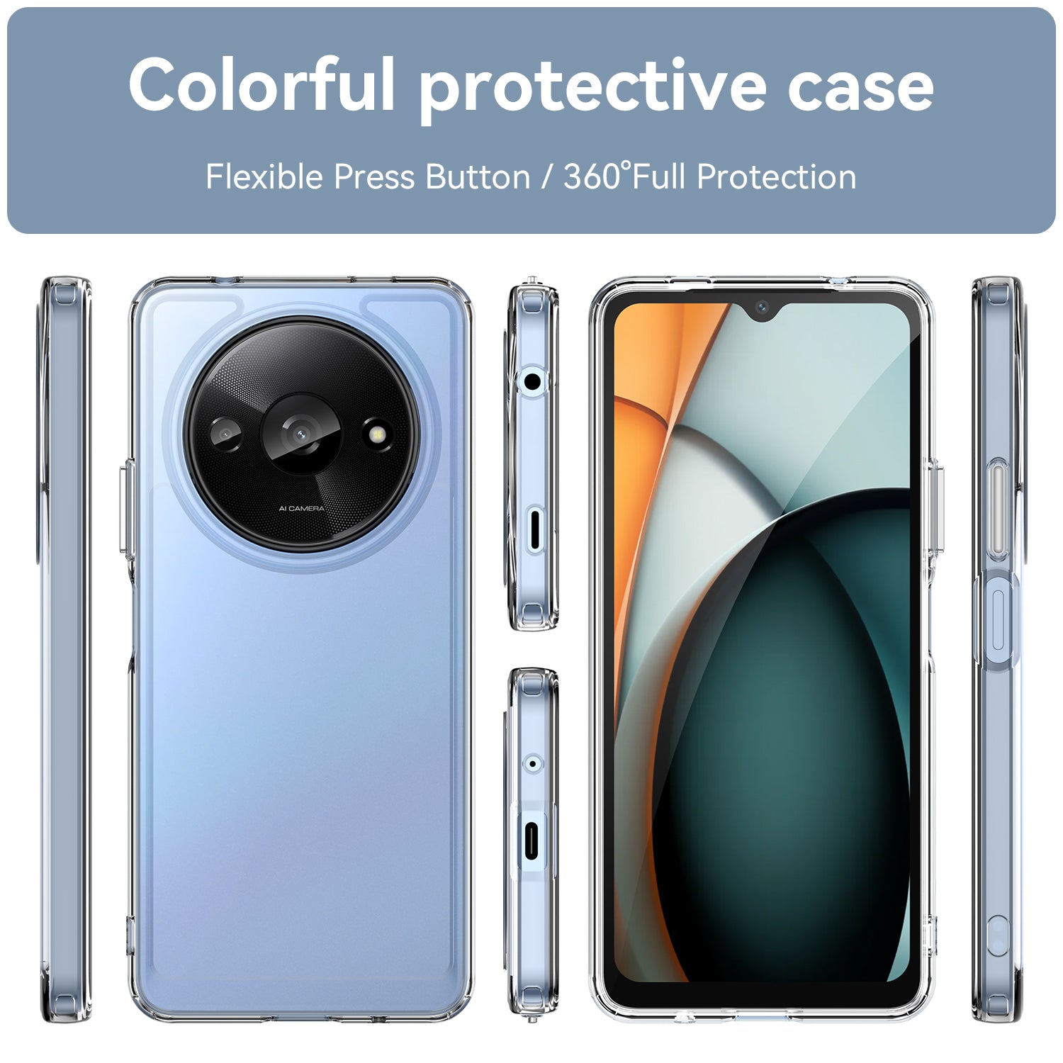 Redmi A3 Clear Case - Shockproof Candy Series Cover