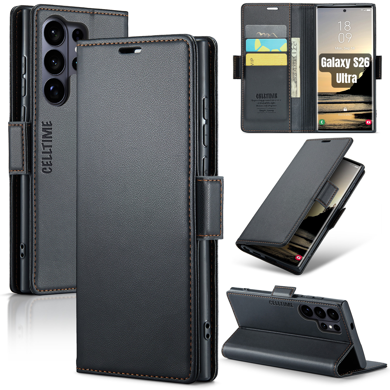 Retro Flip Case for Galaxy S26 Ultra Leather Wallet Cover