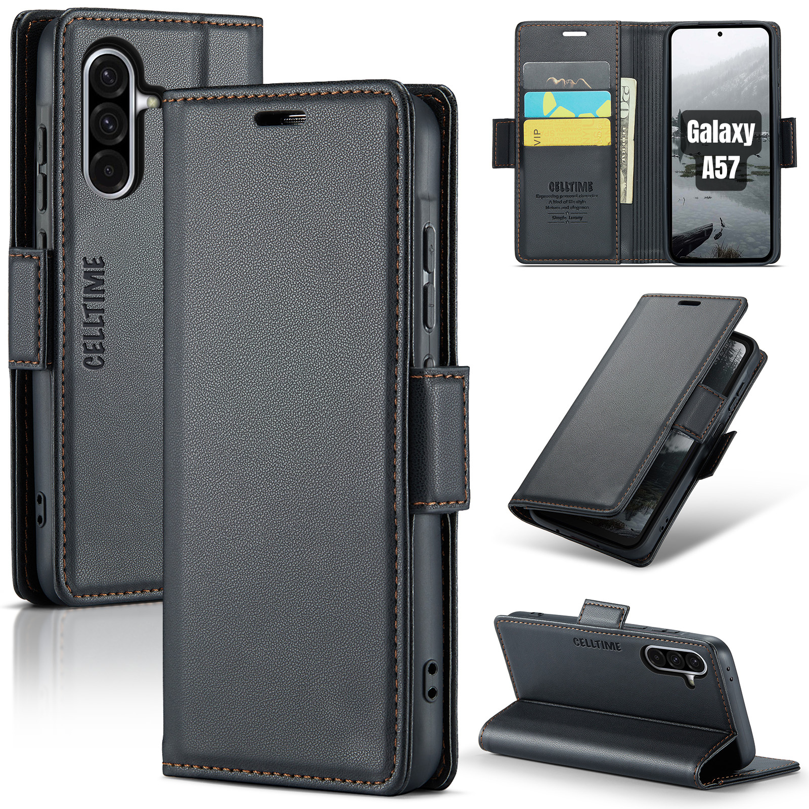 Retro Flip Case for Galaxy A57 Leather Wallet Cover