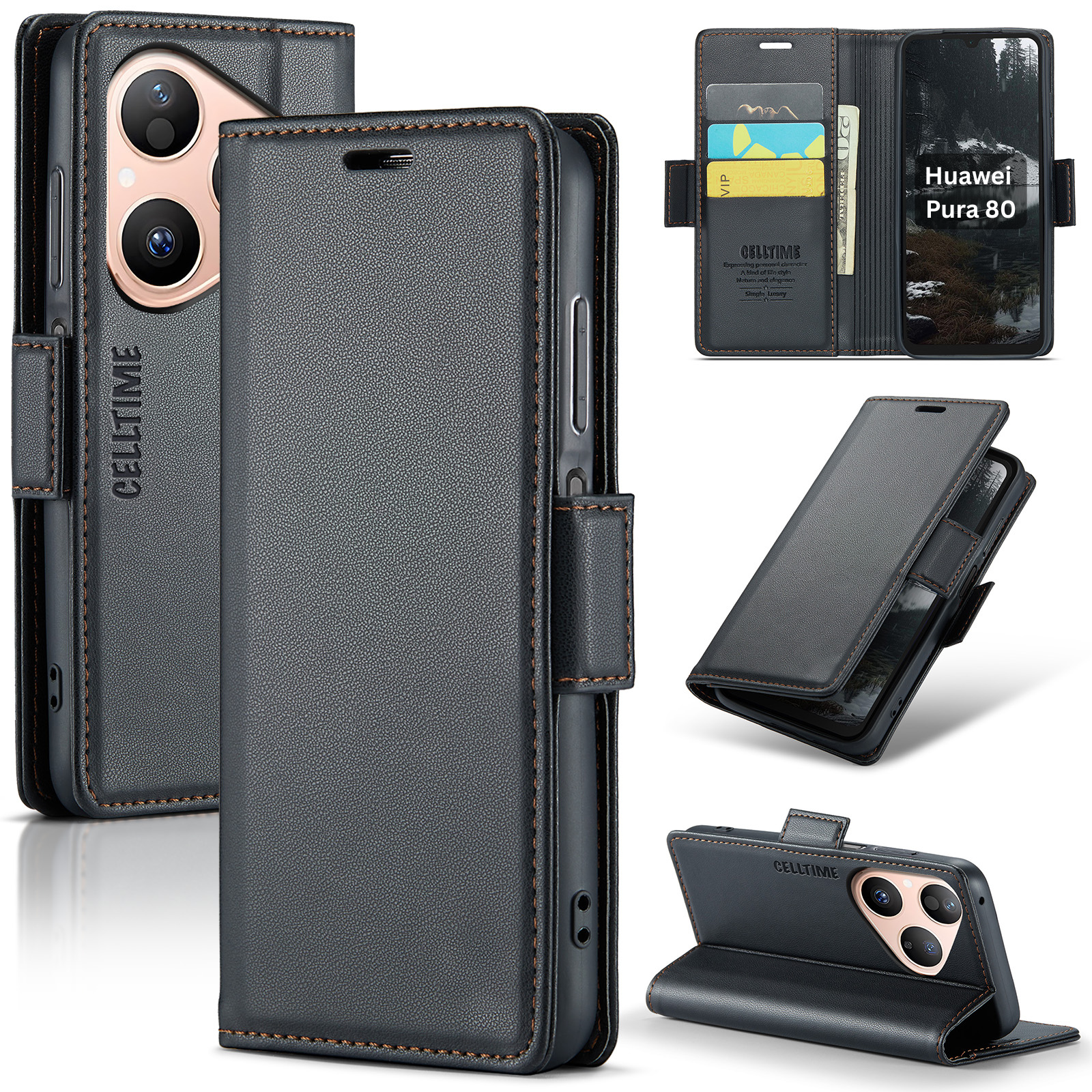 Retro Flip Case for Huawei Pura 80 Leather Wallet Cover