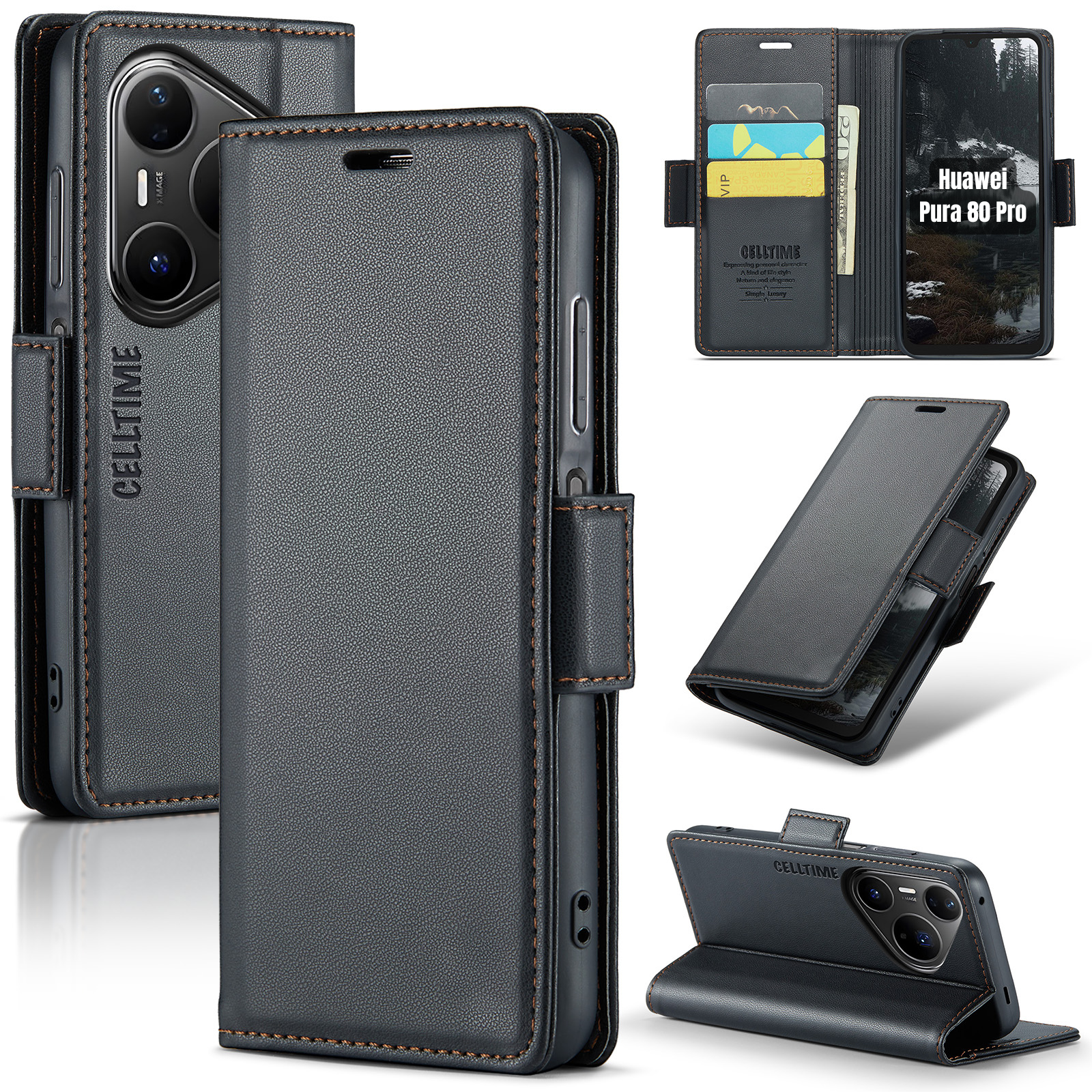 Retro Flip Case for Huawei Pura 80 Pro Leather Wallet Cover