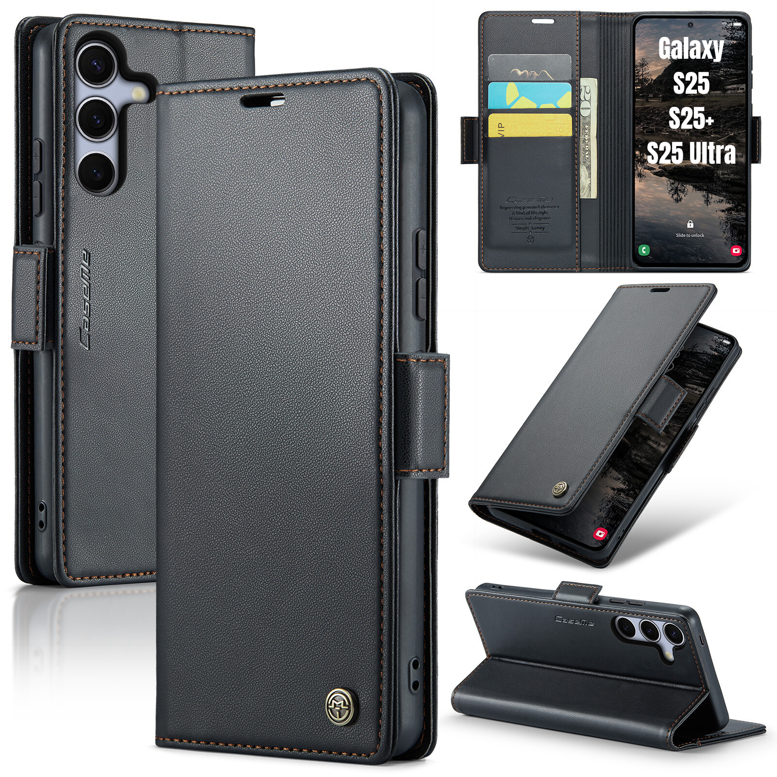 Retro Flip Leather Wallet Cover for Samsung Galaxy S25/S25 Plus/S25 Ultra