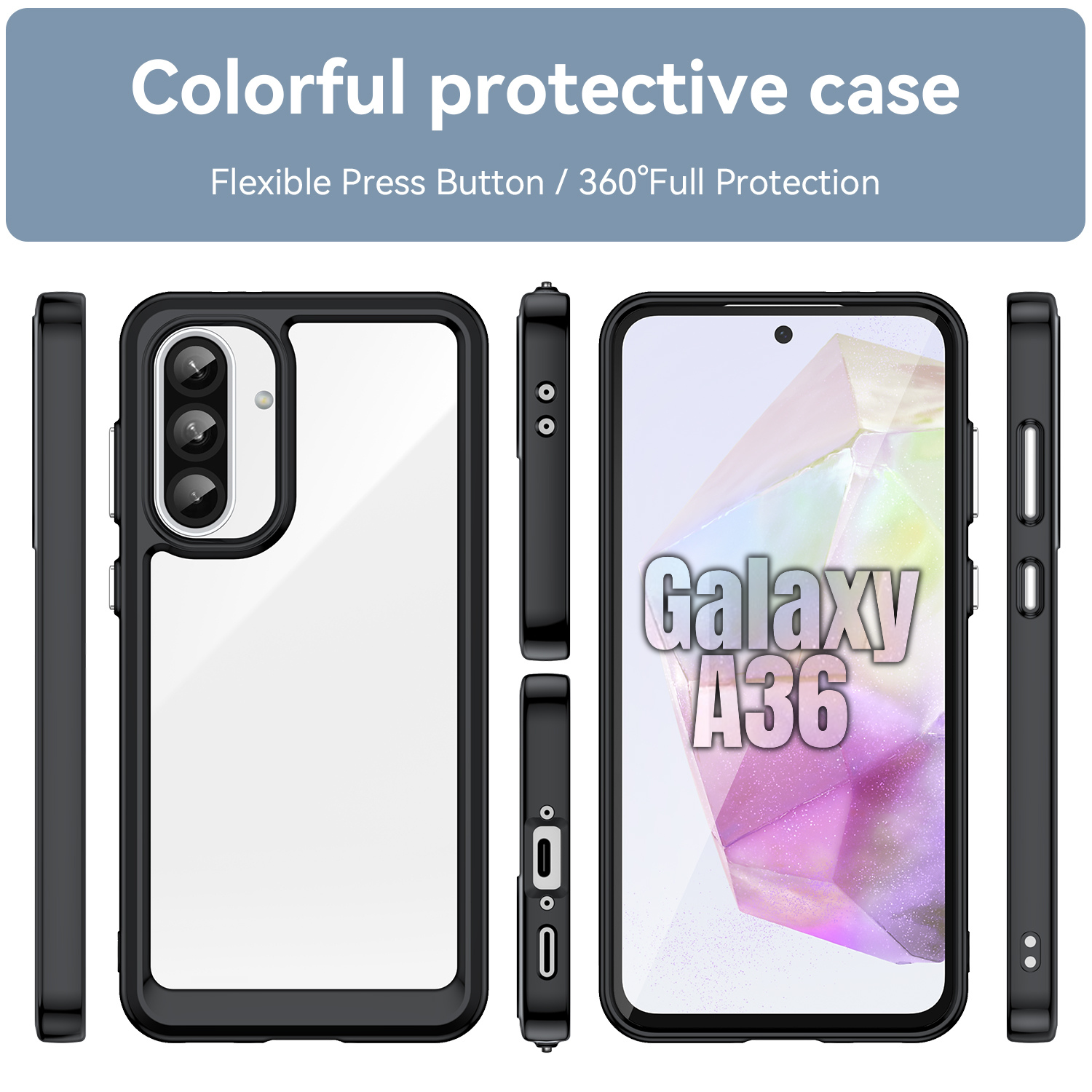 Candy Clear Case for Galaxy A36 Shockproof Cover