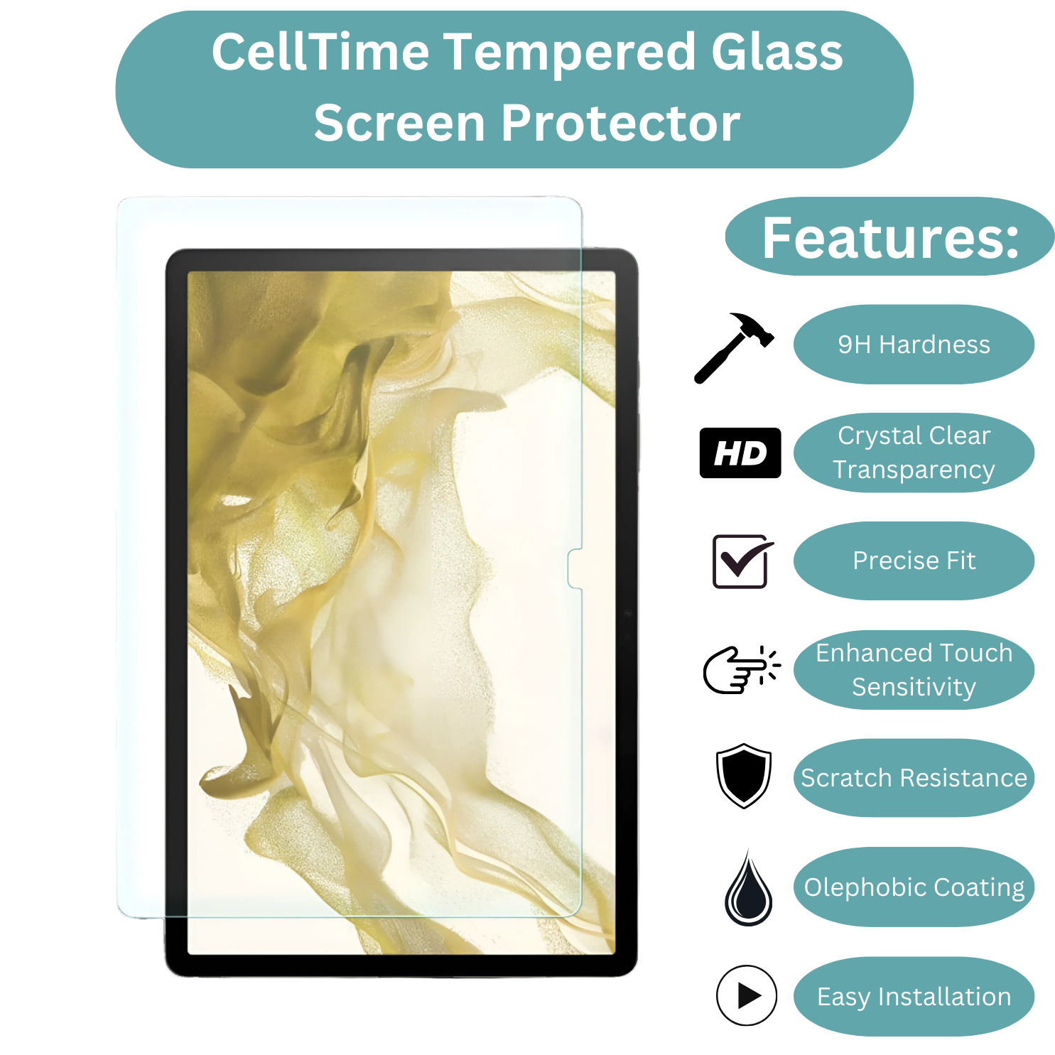 Tabs Ii Plus Rainscreen Tempered Glass Screen Guard for Galaxy Tab S10 Plus (12.4